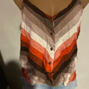 Striped Multicolor Button-Up Women's Top